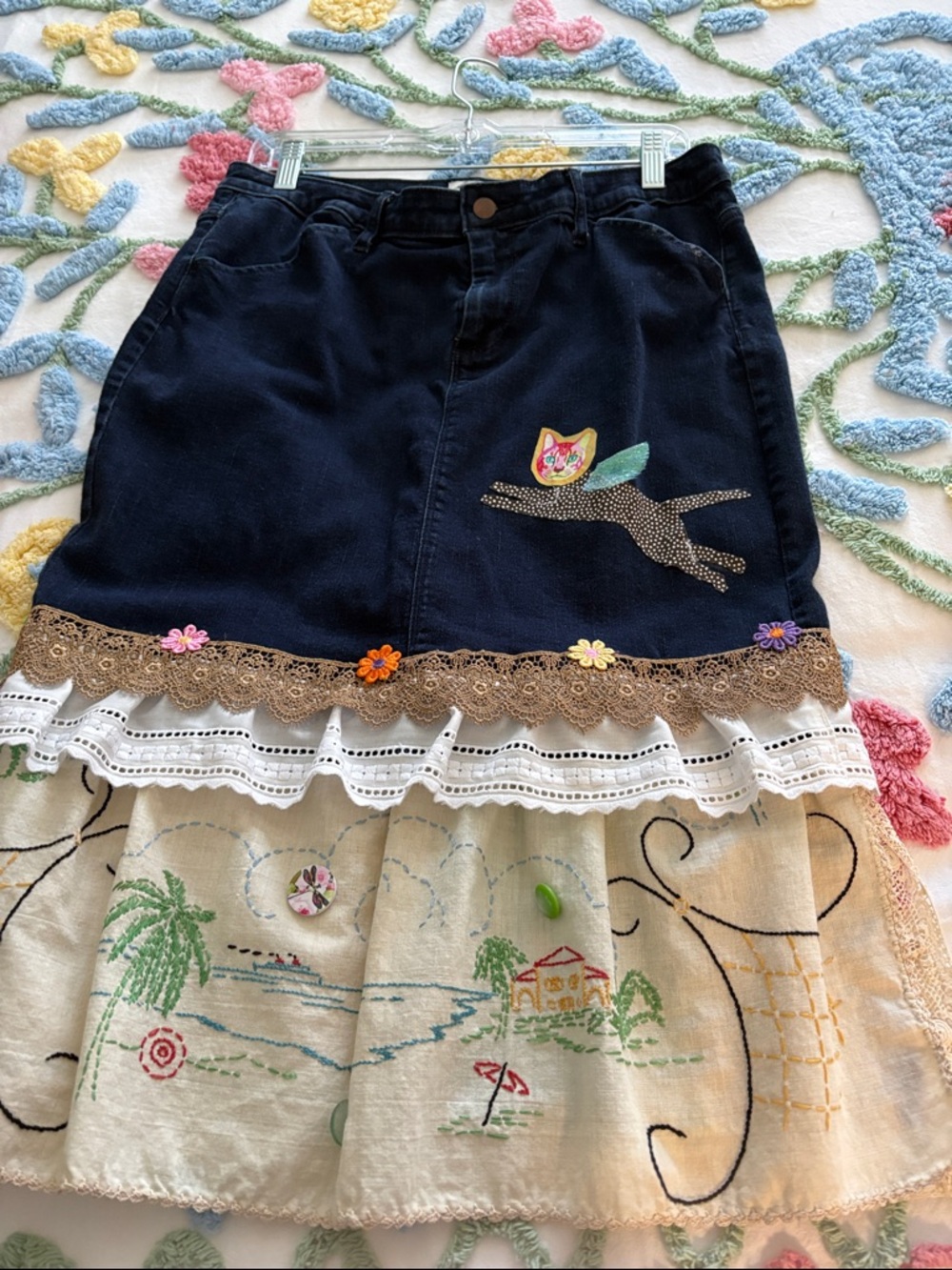 Art to Wear mixed media skirt sz 12